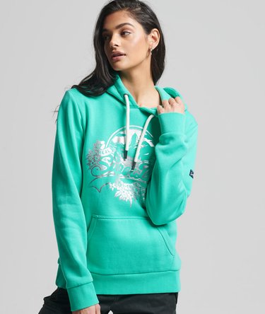 Sweat à capuche Vintage Logo Seasonal vert tropical pours Femme