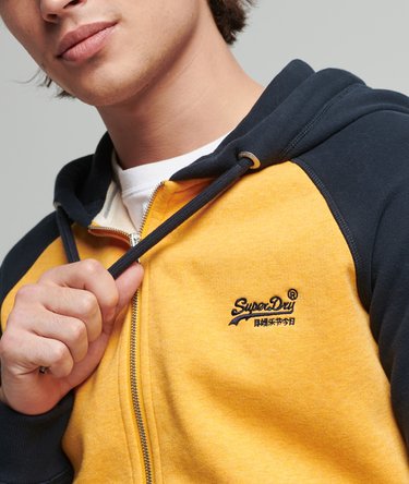 Sudadera de béisbol de algodón orgánico con capucha, cremallera y logotipo Vintage Logo Image 2