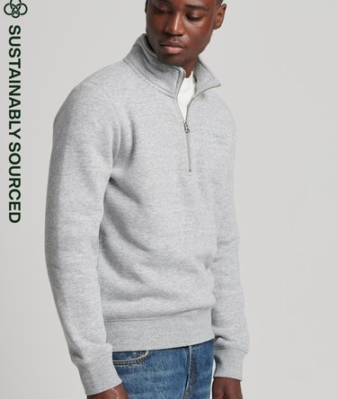 Organic Cotton Vintage Logo Zip Henley Sweatshirt Image 1