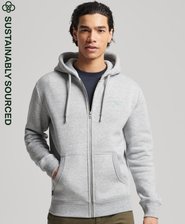 Organic Cotton Vintage Logo Embroidered Zip Hoodie