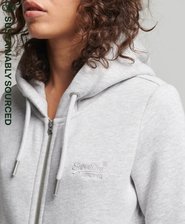 Felpa in cotone biologico cappuccio, zip e ricamo Vintage Logo