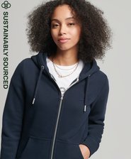 Organic Cotton Vintage Logo Embroidered Zip Hoodie