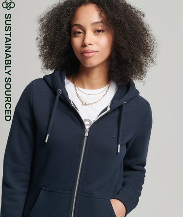 Organic Cotton Vintage Logo Embroidered Zip Hoodie Image 1