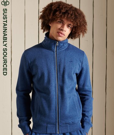 mens Organic Cotton Vintage Logo Zip Track Top in Bright Blue Marl