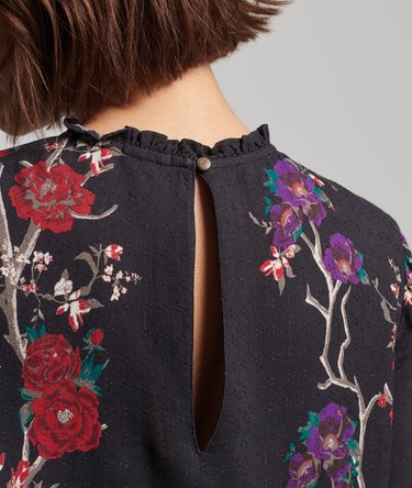 Geweven top met lange mouwen en borduursel Image 6