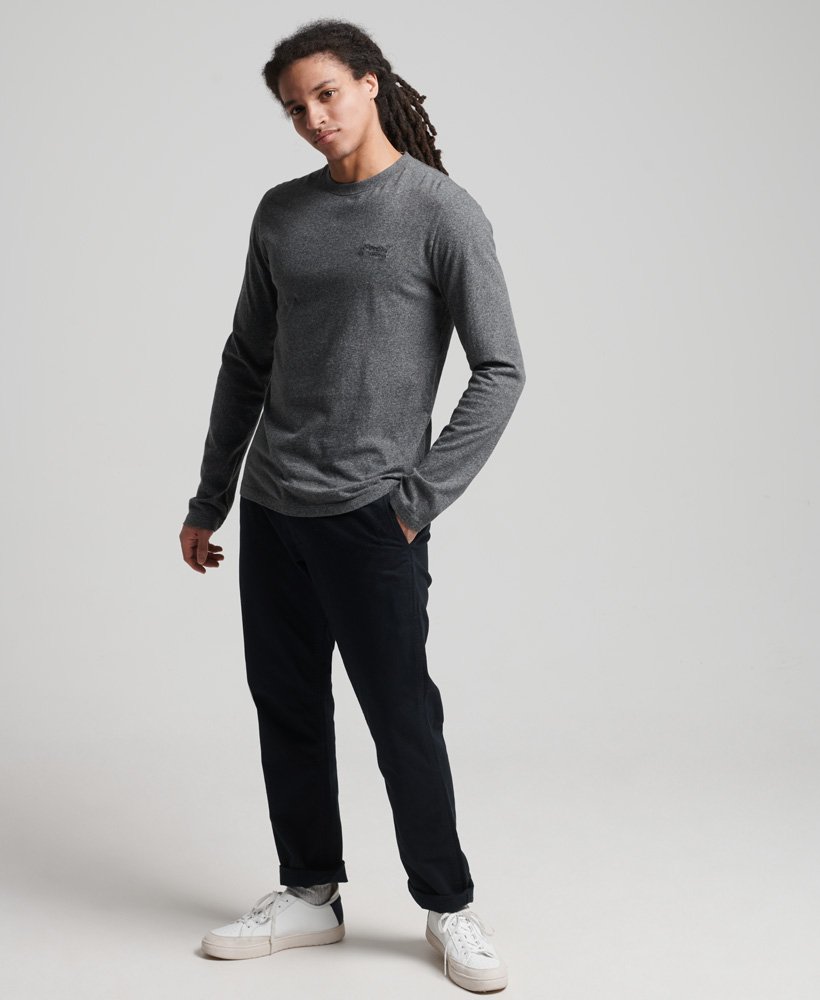 mens Organic Cotton Vintage Logo Embroidered Top in Grey