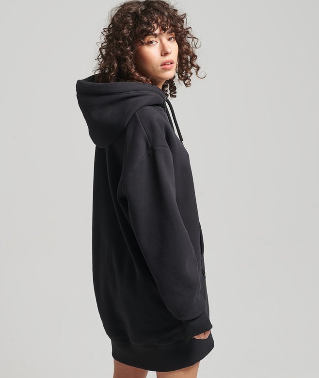 womens Vintage Logo Embroidered Oversized Hoodie Dress in Black | Superdry  US