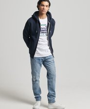 Organic Cotton Vintage Logo Embroidered Zip Hoodie