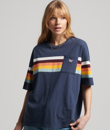 Organic Cotton Vintage Cali Stripe Boxy T-Shirt Image 2