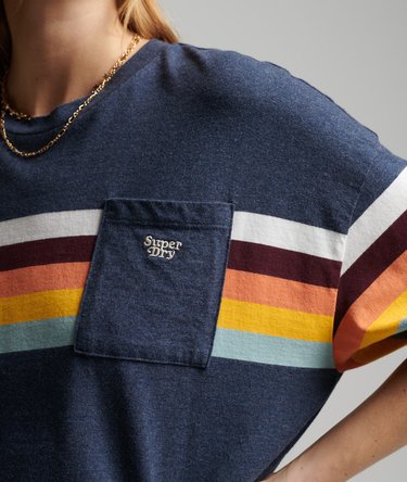 Organic Cotton Vintage Cali Stripe Boxy T-Shirt Image 4