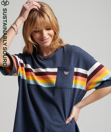 Organic Cotton Vintage Cali Stripe Boxy T-Shirt Image 1