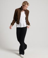 Studios Knitted Collar Suede Bomber Jacket