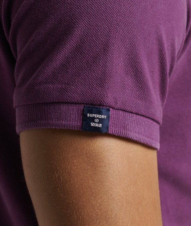 mens Organic Cotton Vintage Destroy Polo Shirt in AUBERGINE