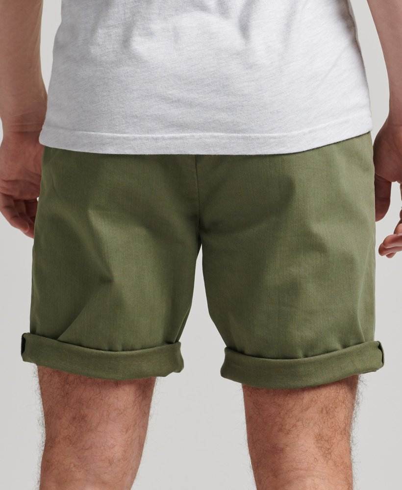 mens Vintage Officer Chino Shorts in Olive Khaki | Superdry UK
