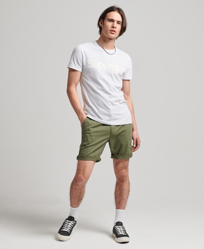 mens Vintage Officer Chino Shorts in Olive Khaki | Superdry UK