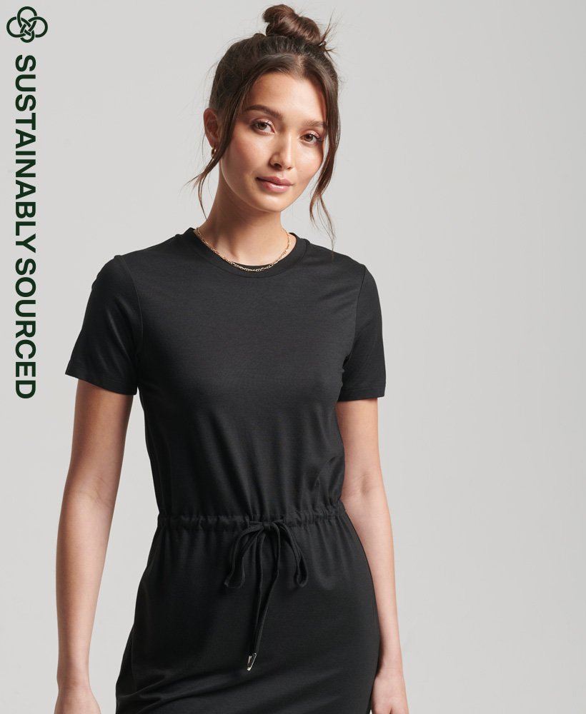 womens Drawstring T-Shirt Dress in Black | Superdry UK