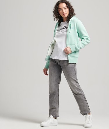 Organic Cotton Vintage Logo Zip Hoodie Image 2