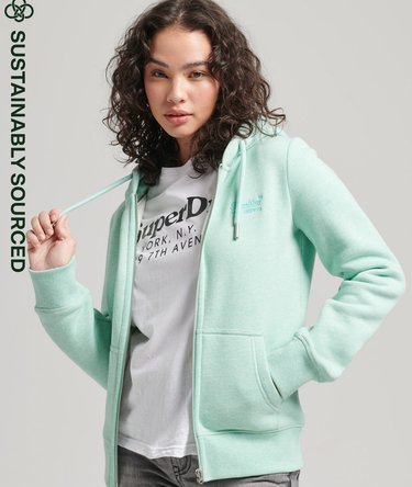 Organic Cotton Vintage Logo Zip Hoodie Image 1