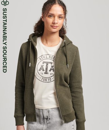 Organic Cotton Vintage Logo Zip Hoodie Image 1