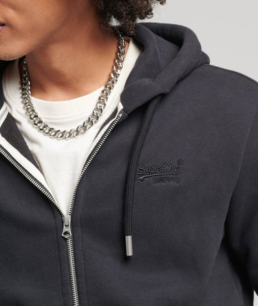 Organic Cotton Vintage Logo Embroidered Zip Hoodie Image 3