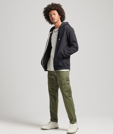 Organic Cotton Vintage Logo Embroidered Zip Hoodie Image 2