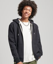 Organic Cotton Vintage Logo Embroidered Zip Hoodie