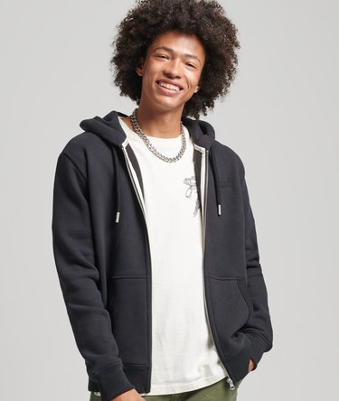 Organic Cotton Vintage Logo Embroidered Zip Hoodie Image 1