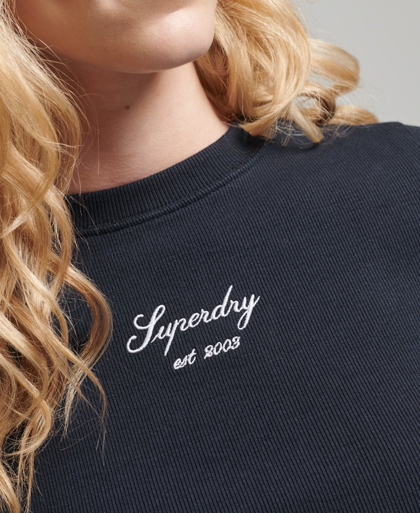 ★DNSR★ Women's Heritage Crop T-Shirt Navy womens Code Heritage Crop Fit T-Shirt in DEEP NAVY | Superdry US