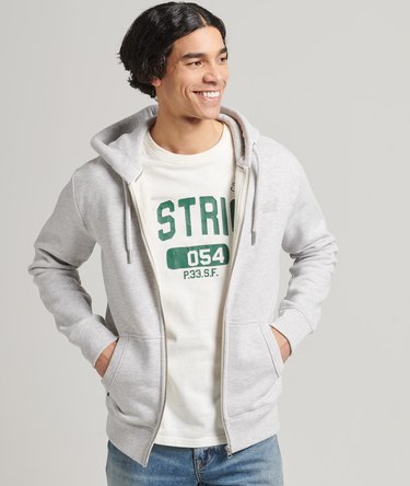 Sweat à capuche zippé en coton bio avec logo brodé Vintage Image 3