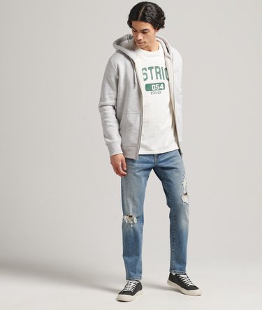 Sweat à capuche zippé en coton bio avec logo brodé Vintage Image 2