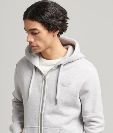 Sweat à capuche zippé en coton bio avec logo brodé Vintage Image 1