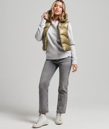 Shine Quilt Cropped Padded Gilet Image 2