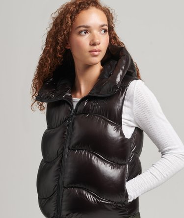 Shine Quilt Cropped Padded Gilet Image 1