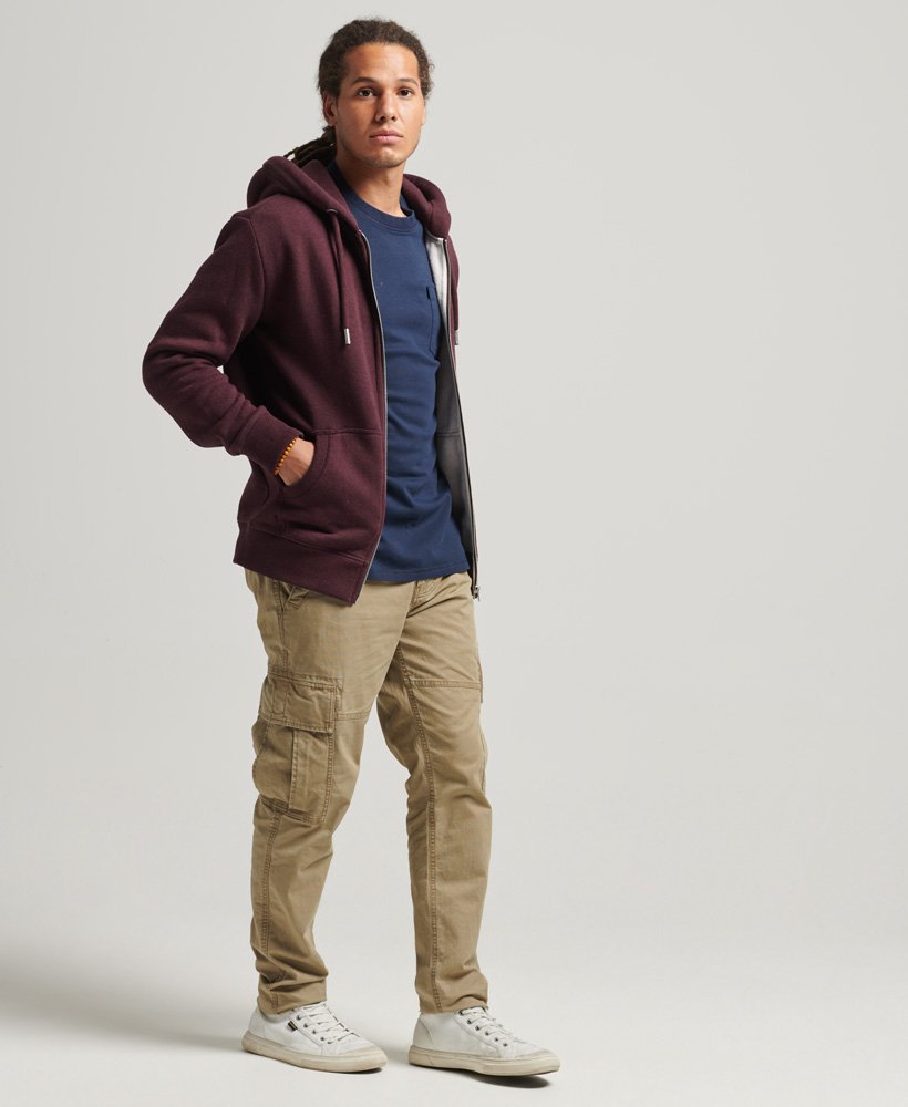 mens Organic Cotton Vintage Logo Embroidered Zip Hoodie in