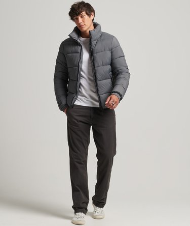 Non Hooded Sports Puffer Jacket Image 7