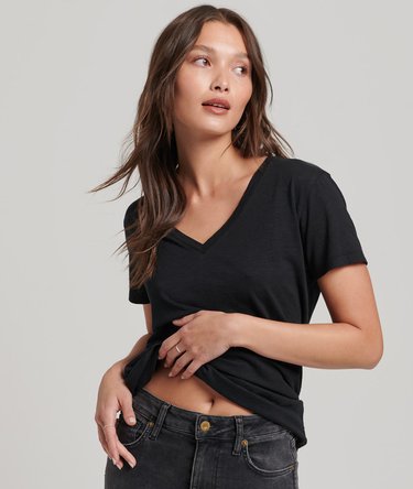 Camiseta flameada con cuello de pico Image 1