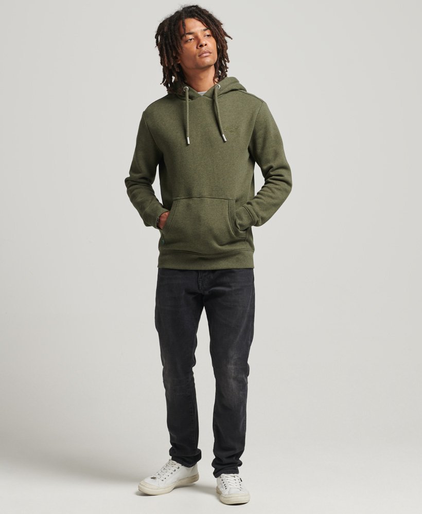mens Organic Cotton Essential Logo Hoodie in OLIVE MARL | Superdry US