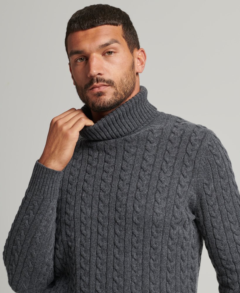 mens cable roll neck jumper