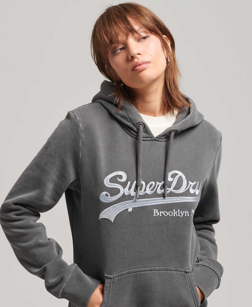 womens Graphic Logo Sparkle Hoodie in JET BLACK | Superdry US