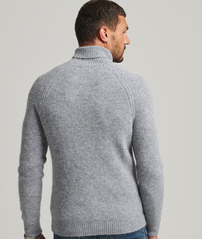 mens Alpaca Chunky Roll Neck Jumper in Sleet Superdry CA-EN