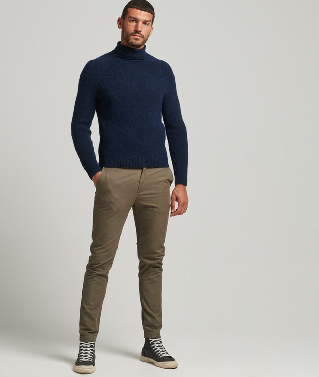 mens Alpaca Chunky Roll Neck Jumper in Eclipse Navy Superdry UK
