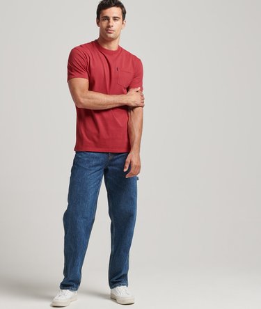 Vintageinspireret Workwear T-shirt i &oslash;kologisk bomuld med lomme Image 4