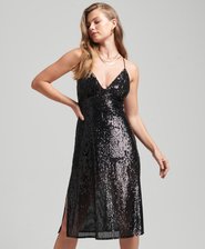 Plunge Sequin Midi Slip Dress