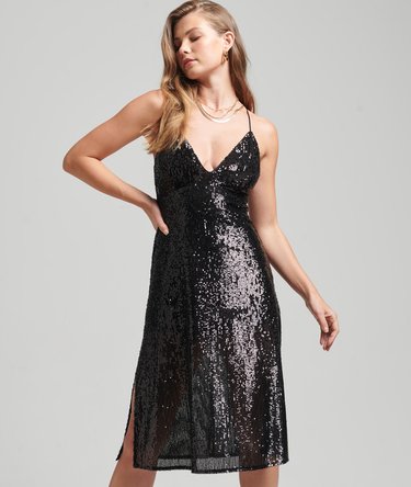Plunge Sequin Midi Slip Dress Image 1