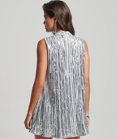 Sleeveless Sequin A Line Mini Dress Image 5