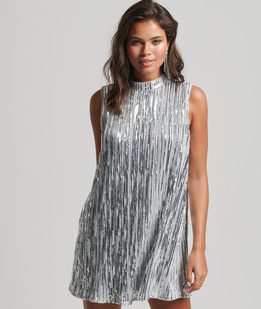 Sleeveless Sequin A Line Mini Dress Image 4