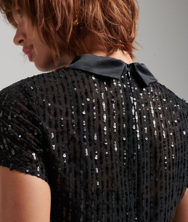 Collar Sequin T-Shirt Dress Image 4