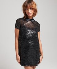 Collar Sequin T-Shirt Dress
