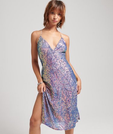 Midikjole med nedfaldne pailletter Image 1