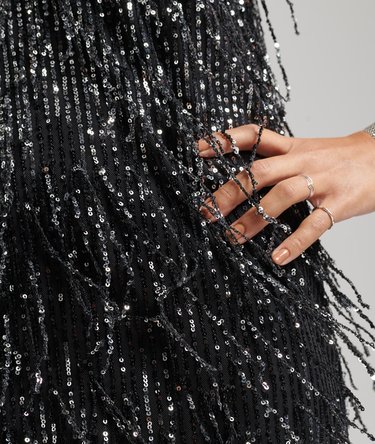 Fringed Sequin Slip Mini Dress Image 5